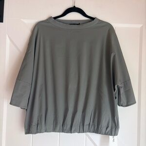 Album di Famiglia Oversized Balloon Hem Top Gray Made in Italy Minimalist XS